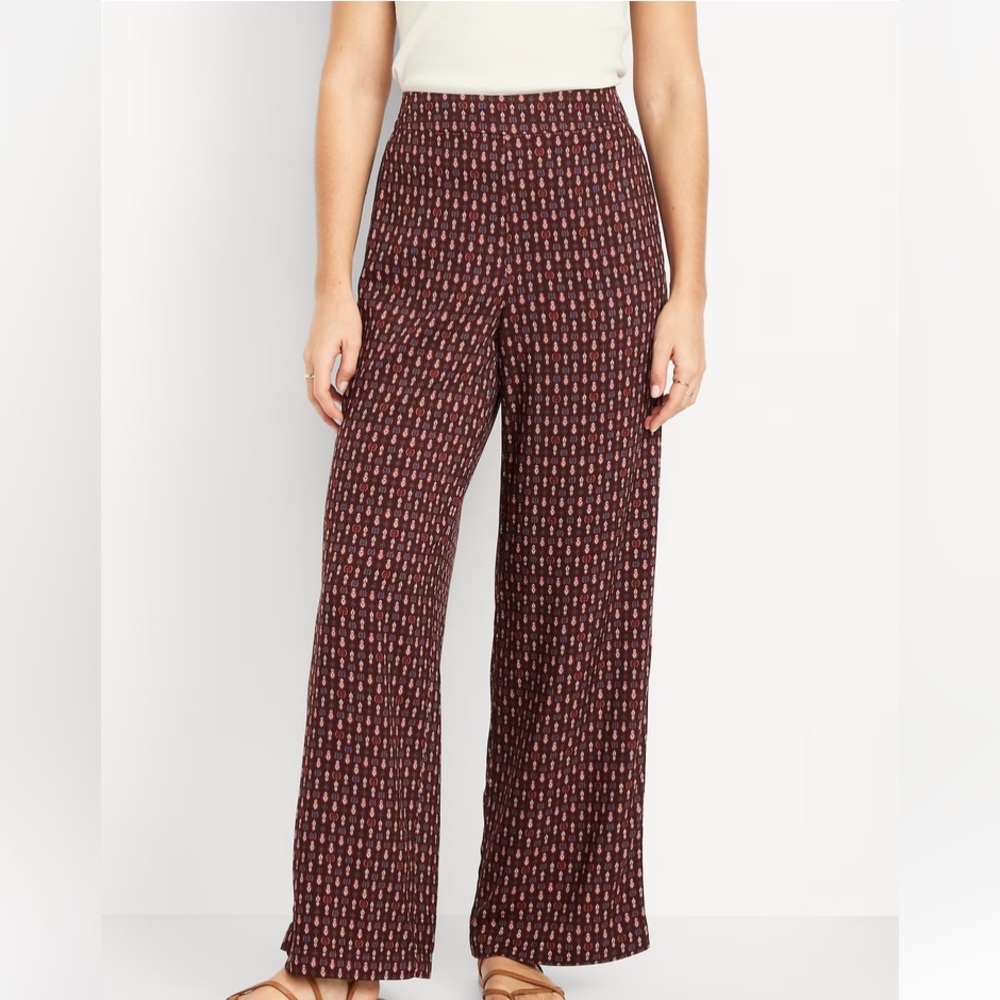 Red and Black “Pumice Print” Wide-Leg Playa Pants